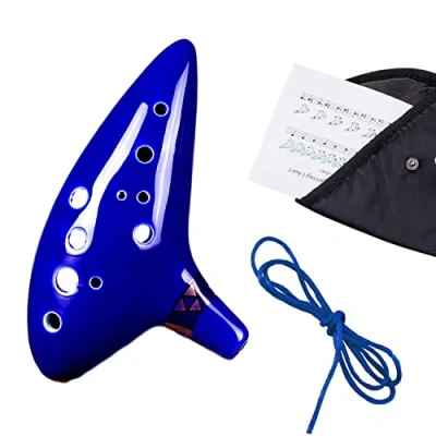 Abbildung von GERUI Zelda Ocarina, 12 Loch Legende von Ocarina der Zeit, Alto C Triforce Link Cosplay Ceramic Replica