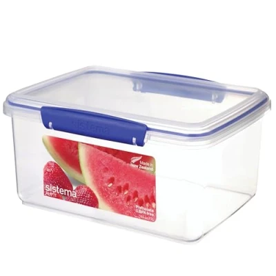 Abbildung von Sistema KLIP IT Frischhaltedose 3 l stapelbare und luftdichte Vorratsdose mit Deckel geeignet für Kühl /Gefrierschrank BPA freier Kunststoff blaue Clips 1 Stück, Blau