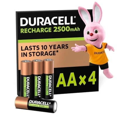 Abbildung von Duracell Akku AA, wiederaufladbare Batterien 4 Stück, Unsere Nr. 1 längste Haltbarkeit pro Aufladung, vorgeladen