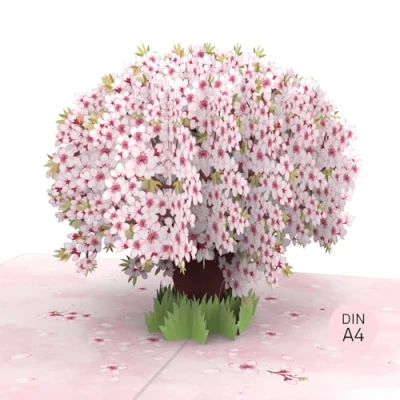 Abbildung von papercrush® DIN A4 XXL Pop Up Karte Kirschblüten Baum Extragroße 3D Geburtstagskarte mit Sakura Blüten für Frau, beste Freundin &amp; Mama, Glückwunschkarte zum Geburtstag Hochzeitstag, Genesung