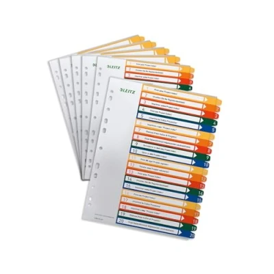 Abbildung von Leitz PC beschriftbares Register, 6er Pack, PP, Extrabreit, Mehrfarbig, Zahlen 1 20, 12960000