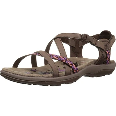 Abbildung von Skechers Damen Reggae Slim Vacay Slingback Sandalen, Chocolate Duraleather/Webbing, 38 EU