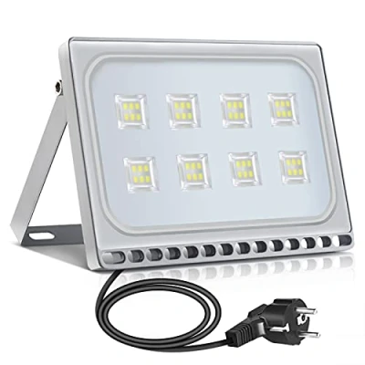 Abbildung von papasbox 50W LED Flutlicht Flutlichtstrahler Strahler Innen Scheinwerfer, Außenstrahler mit Stecker Wasserdicht IP65, 3000K Warmweiß Baustrahler, Außenbeleuchtung für Garten, Garage, Hotel