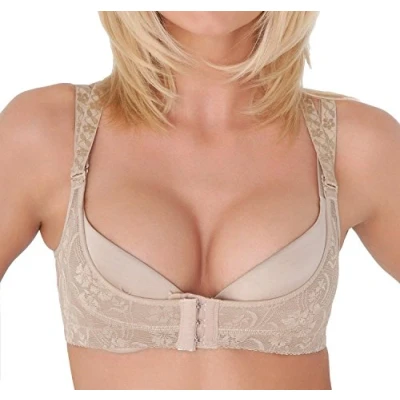 Abbildung von Boolavard Oktoberfest Dirndl Push Up BH Büstenhebe Schwarz/Hautfarben Gr. S XXL.