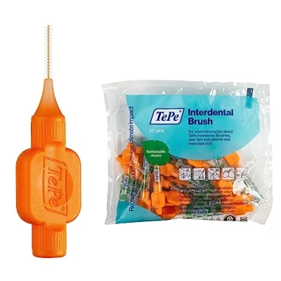 Abbildung von TePe Interdental Brush, Original, Orange, 0.45 mm/ISO 1, 20pcs, plaque removal, efficient clean between the teeth, tooth floss, for narrow gaps