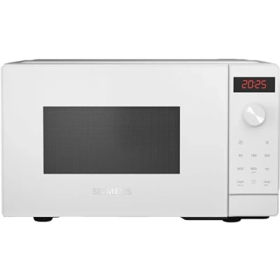Abbildung von Siemens FF023LMW0 iQ300 Mikrowelle, 44 x 26 cm, 800 Watt, Drehteller 27 Türanschlag links, cookControl7 Automatikprogramme, Favoritentaste, Weiß, 20 L