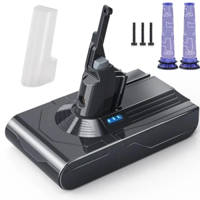 Abbildung von V8 Akku 6500mAh, Morpilot Ersatzakku für Dyson Absolute Animal Motorhead Exclusive Staubsauger Fluffy mit 2 Filtern
