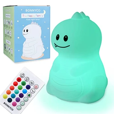Abbildung von BONNYCO Nachtlicht Kinder mit Fernbedienung und Berührungssensor 16 Farben Dinosaurier Baby Timer Nachttischlampe Silikon 100% BPA Frei Geschenke
