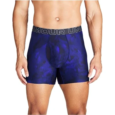 Abbildung von Under Armour Herren Multi Performance Tech Boxerjock Brief, 6&quot; Inseam, All Day Comfort &amp; Soft Retroshorts, Royal Windstream Print, 3er Pack, M