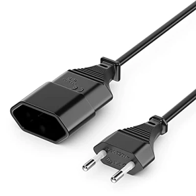Abbildung von deleyCON 2m Stromkabel Verlängerung Netzkabel Verlängerungskabel Typ C Stecker Eurostecker auf Euro Buchse TV PC Computer Monitor Beamer Lampe Haushaltsgeräte Schwarz
