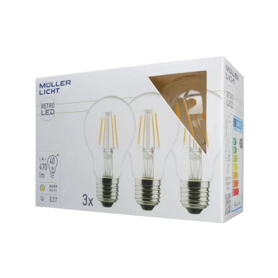 Abbildung von Müller Licht LED Leuchtmittel, 3er Set E27 4 W 2.700 K matt