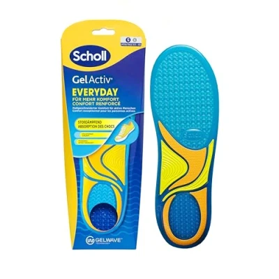 Abbildung von Scholl GelActiv Everyday Einlegesohlen für Frauen, den ganzen Tag komfortable Füße, Memory Foam Dämpfung und GelWave Technologie passen sich Füßen an bietet höchsten Komfort, Größe 35.5 40.5