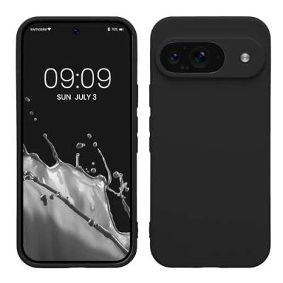 Abbildung von kwmobile Handyhülle kompatibel mit Google Pixel 9 Hülle Handy Case aus weichem Silikon in Schwarz matt