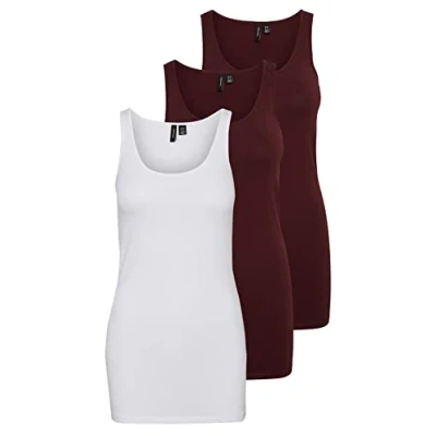 Abbildung von VERO MODA Damen VMMAXI My Soft Long Tank TOP GA 3P 10229554, Port Royale/Port Royale + BRIG, XS