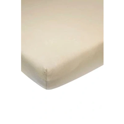Abbildung von Meyco Baby Uni Spannbettlaken für das Beistellbett (Bettlaken mit weicher Jersey Qualität, aus 100% Baumwolle, perfekte Passform durch Rundum Gummizug, atmungsaktiv, Maße: 50 x 90cm), Sand