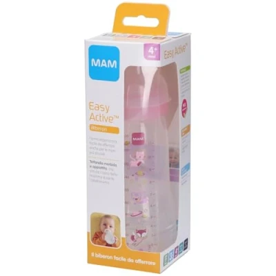 Abbildung von MAM Easy Active Babyflasche, mit Sauger, Größe 3, ergonomisch, 4+ Monate, 330 ml, Rosa