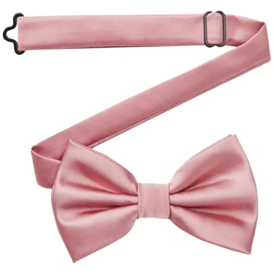 Abbildung von DonDon Fliege Herren handgefertigt Seiden Look 12 x 6 cm Altrosa