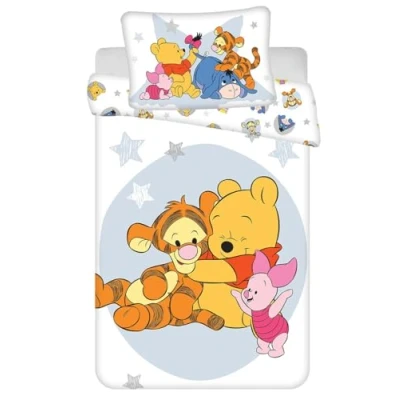 Abbildung von Jerry Fabrics Bettwäsche Winnie Puuh und seine Freunde für Babys oder kleines Bett, wendbarer Bettbezug 100 x 135 cm + Kissenbezug 40 60 cm, % Baumwolle, mit Tigger, I Aah Ferkel