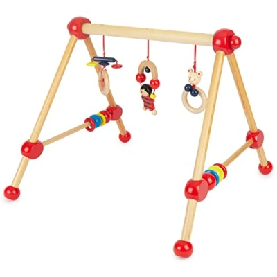 Abbildung von Bieco Spieltrapez Spielbogen Baby Holz mit Figuren &amp; Kugeln Spielebogen Mobile Activity Center Gym Holzspielzeug Spielzeug