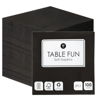 Abbildung von Talking Tables 100 x Bulk Pack Soft Black Paper Napkins, Disposable Party Serviettes for Birthday, Christmas, Weddings, Valentines, Hen, Catering, Everyday Tableware, Recyclable Made in EU, 2ply 33cm