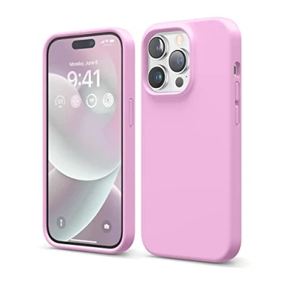 Abbildung von elago Schutzhülle für iPhone 14 Pro, Flüssigsilikon, Ganzkörper Schutzhülle, stoßfest, schlanke Handyhülle, kratzfestes weiches Mikrofaserfutter, 15,5 cm (6,1 Zoll), Hotpink