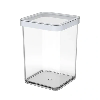Abbildung von Rotho Loft quadratische Vorratsdose 1l mit Deckel und Dichtung, Kunststoff (SAN) BPA frei, transparent/weiss, (10.0 x 10.0 14.2 cm)