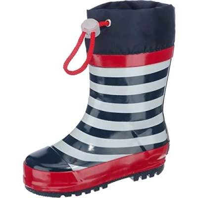 Abbildung von Playshoes Kinder Gummistiefel aus Naturkautschuk, trendige Unisex Regenstiefel mit Reflektoren, Maritim, 26/27 EU