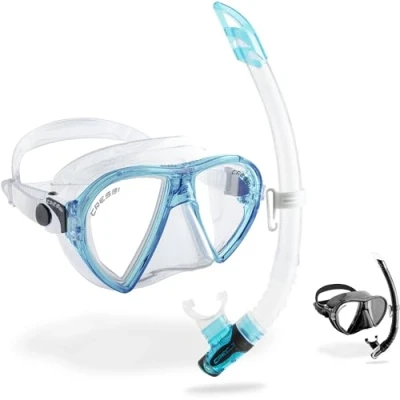 Abbildung von Cressi Ocean Combo Set Schnorchelset Maske und Schnorchel Gamma, Transparent/Aquamarin, Einheitsgröße, Erwachsene Unisex