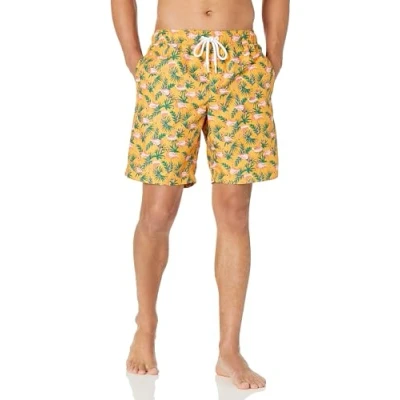 Abbildung von Amazon Essentials Herren Badehose, 23 cm, Mit Lockerer Passform und Schnelltrocknend Auslauffarben, Orange Flamingo, L