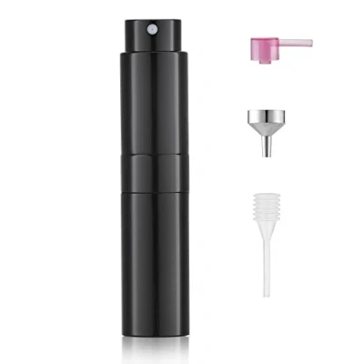 Abbildung von Toureal 8ml Aluminium Parfüm Zerstäuber Nachfüllbar Leer, Reise Parfümzerstäuber für Damen und Herren, Reisezerstäuber Flasche unterwegs (Glänzend Schwarz)