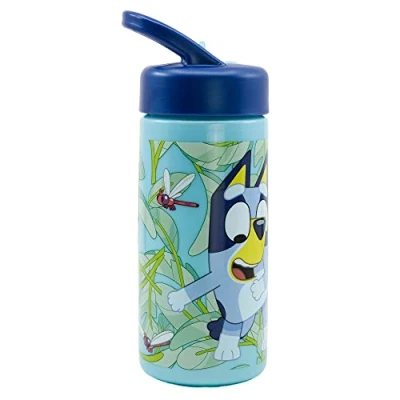Abbildung von Bluey Sport Trinkflasche mit Strohhalm und integriertem Griff, 410 ml, blau, Estándar, Casual