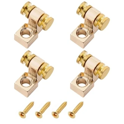 Abbildung von Musiclily Vintage Roller Guitar String Guides Tree Saitenniederhalter mit Rollen für Fender Straocaster Telecaster E Gitarre, Gold(4 Stück)