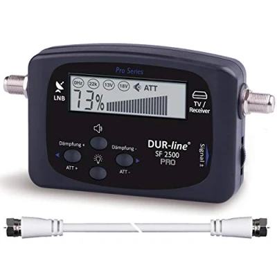 Abbildung von DUR line NEU SF 2500 Pro Satfinder Display &amp; Elektronik verbessert digitales Satelliten Messgerät zur exakten Justierung Ihrer Sat Antenne Finder inkl. F Kabel und verständlicher Anleitung