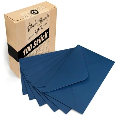 Abbildung von Japun Briefumschläge (100 Stück) aus Papier, Kuvert, Umschlag ohne Fenster DIN C6 162 x 114 mm blau