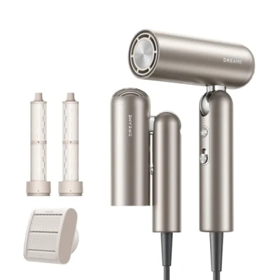 Abbildung von Dreame Pocket Neo Hochgeschwindigkeits Haartrockner, in 3 Formen klappbar, 300 g leicht, 110.000 U/min Motor, Millionen negative Ionen/cm3, 57 C konstante Temperatur Titanium Gold