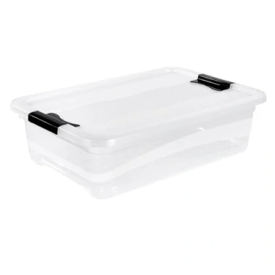Abbildung von keeeper Aufbewahrungsbox mit Deckel und Schiebeverschluss, 59,5 x 39,5 17 cm, 28 l, Cornelia, Transparent