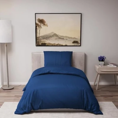 Abbildung von Dreamzie Bettwäsche Set 140x200 cm mit 1 Kissenbezügen 65x65 Dunkelblau Bettbezug Einzelbett aus 100% Mikrofaser Zertifiziert ohne Chemikalien (Oeko TEX)