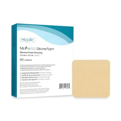Abbildung von MedVanceTM Silikon Schaumabsorbierender Verband mit Silikonkleber, 7,5 cm x 7.5 cm, Packung 5 Wundverbänden