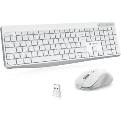 Abbildung von KOORUI Tastatur und Maus Kabellos, Leise Set Deutsches Layout QWERTZ mit 12 Funktionstasten 2.4 GHz für Windows, MacOS, Linux Weiß