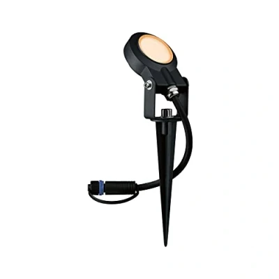 Abbildung von Paulmann 94728 Plug &amp; Shine LED Außenleuchte Gartenstrahler Sting Einzelspot insektenfreundlich IP67 2200K 6,3W Anthrazit rund dimmbar Goldlicht Alu