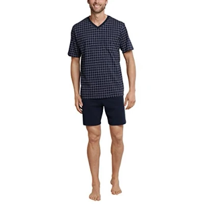 Abbildung von Schiesser Herren Schlafanzug kurz V Ausschnitt Nightwear Set, Dunkelblau_159617, 48