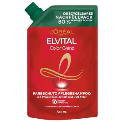 Abbildung von L&#039;Oréal Paris Elvital Shampoo Nachfüllpack, Haarshampoo für coloriertes, getöntes oder gesträhntes Haar, Color Glanz, 1 x 500ml