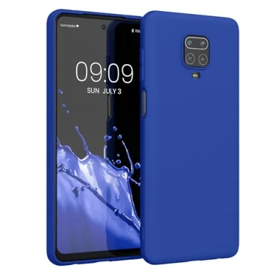 Abbildung von kwmobile Hülle kompatibel mit Xiaomi Redmi Note 9S / 9 Pro Max weiches TPU Silikon Case Cover geeignet für kabelloses Laden Baltik Blau