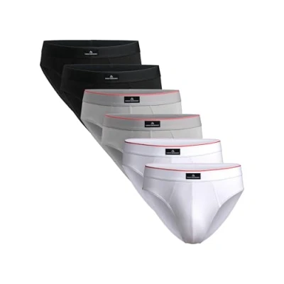 Abbildung von DANISH ENDURANCE 6er Pack, Klassischer Slip Herren aus Baumwolle, Unterwäsche, Weich, Mit Stretch, Ohne Etikett Mehrfarbig (2X Schwarz, 2X Grau, Weiß) L