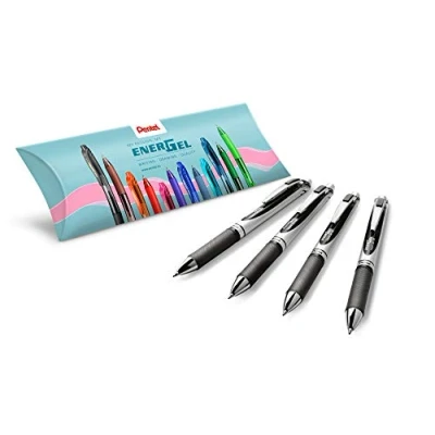 Abbildung von Pentel EnerGel XM BL77 Gelschreiber mit Druckmechanik, schwarz (4 Stück)