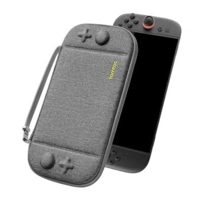 Abbildung von tomtoc Slim Tasche Kompatibel mit Nintendo Switch 2 (2025), Rundumschutz Ultradünn Carry Case für Konsole und 12 Spiele, Harte Schutzhülle Tragetasche Original Patent Reise, Grau