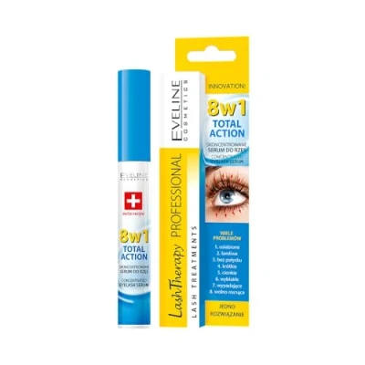 Abbildung von Eveline Cosmetics Lash Therapy Professional Konzentriertes Wimpernserum Total Action 8 in 1 mit Arganöl &amp; D Panthenol Nährt, Stärkt Fördert das Wimpernwachstum