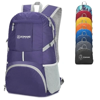 Abbildung von ZOMAKE 35L Leicht Faltbarer Rucksack Packbare Backpacks,Kleiner Rucksäcke Wanderrucksack Wasserdicht für Damen Herren Outdoor Wandern(Violett)