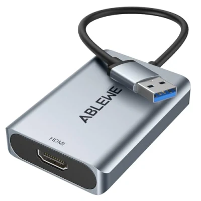 Abbildung von ABLEWE USB zu HDMI Adapter, Upgraded Aluminium 3.0.2.0 Audio Video Grafik Konverter Kabel für PC Laptop Monitor Projektor Desktop TV, Unterstützung Mac OS, Windows 10/8.1/8/7