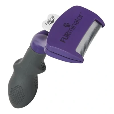 Abbildung von FURminator deShedding Tool Katze Größe M/L Kurzhaar Katzenbürste für mittelgroße bis große Katzen zur Entfernung der Unterwolle Verbessertes Design
